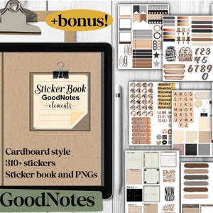 Картонные наклейки Элементы GoodNotes для планировщика iPad, наклейки и отдельных PNG