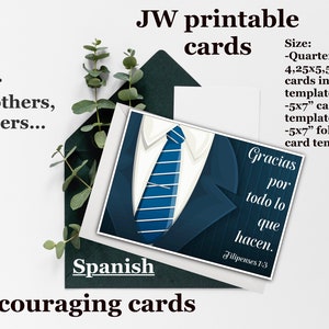 Carte JW pour les anciens frères espagnols tarjeta pionniers cravate imprimable veste cartes de sympathie Bible citation encouragement écriture numérique JW