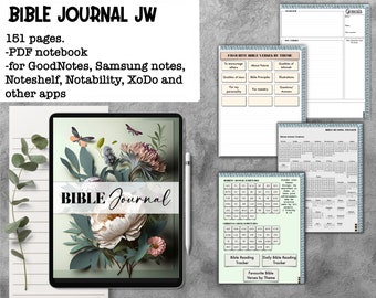 JW Daily Bible notebook journal, GoodNotes, Samsung notes, Noteshelf, pdf iPad hyperlinked, with stickers notability