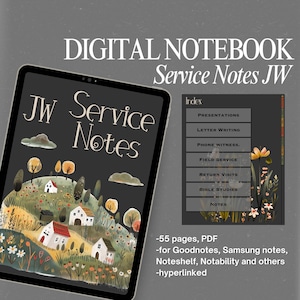 JW-servicenotities voor GoodNotes, nabezoeken, Bijbelstudie, presentatieplanner iPad met hyperlink, met stickers notability Notesplank