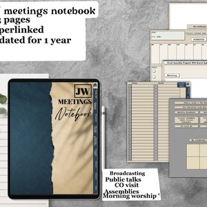 JW ノートブック、日付なし、GoodNotes、会議、大会、共同訪問、PDF iPad ハイパーリンク、ステッカー付き、注目度