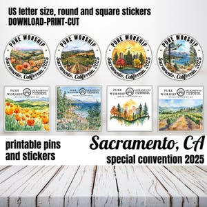 JW Sacramento Sonderkonvention 2025, US Kalifornien reines Anbetung Pin Geschenk, runder Aufkleber, JW ermutigend, Sympathie Ermutigung
