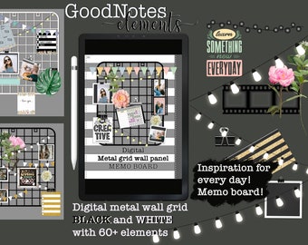 Digital GoodNotes Elements daily inspiration board functional stickers for planners, sticker book, pre-cropped PNG stickers.for iPad planner