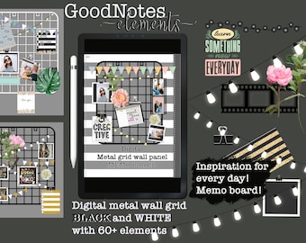 Digital GoodNotes Elements daily inspiration board functional stickers for planners, sticker book, pre-cropped PNG stickers.for iPad planner