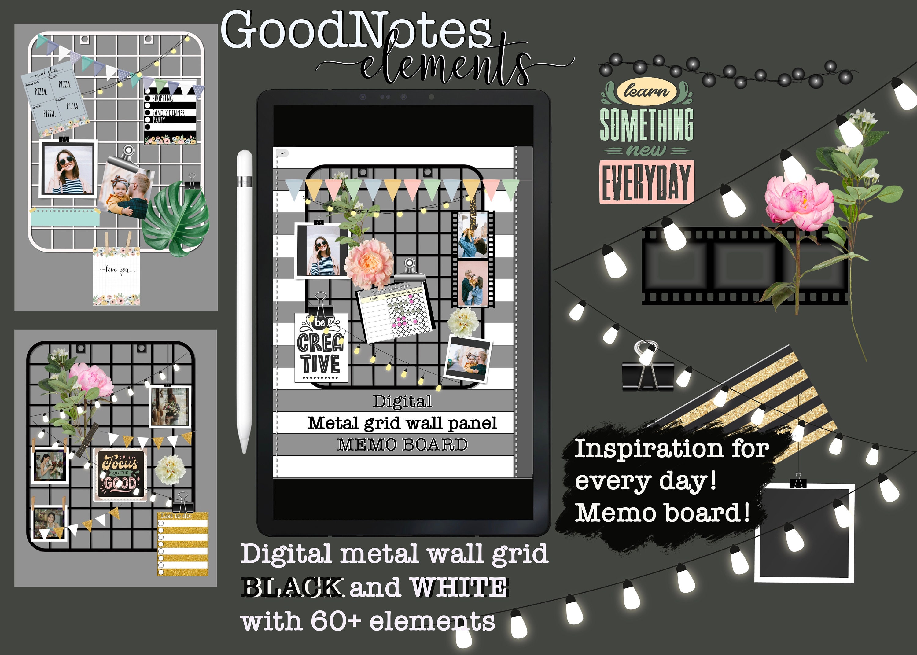 Digital Goodnotes Elements Daily Inspiration Board Functional Etsy