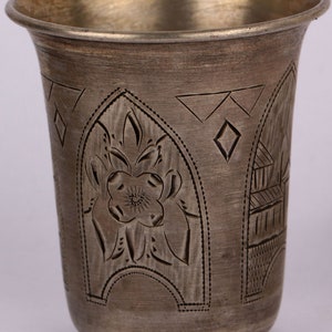 Russian Empire 1890 Wine Drink Cup Sterling Silver 875 Mark 84 Russia Jewelry WW1 wwI STOPKA 50x46 mm 21.12 g 84