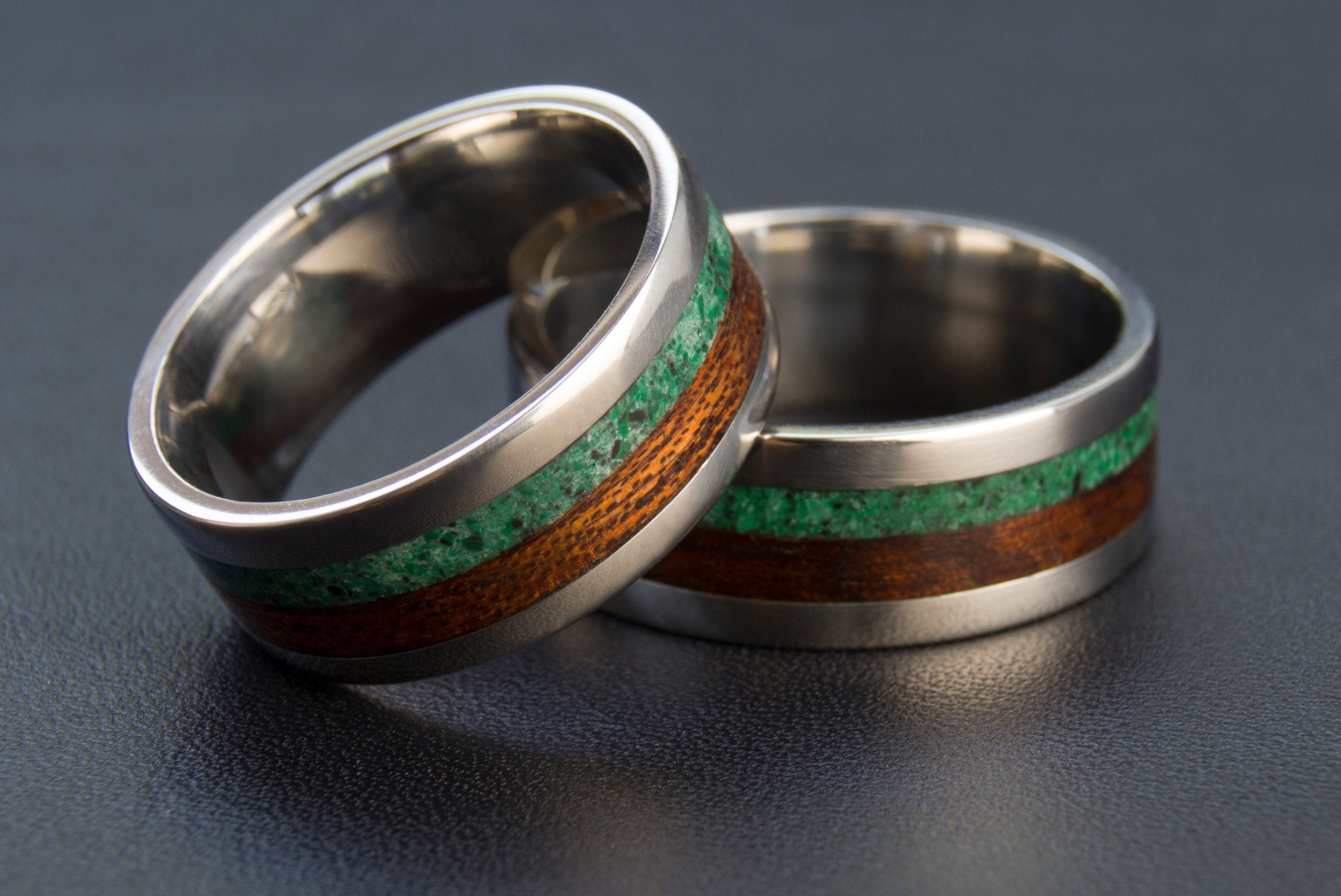 2 Pcs Wedding Rings Malachite Ring Inlay Wedding | Etsy