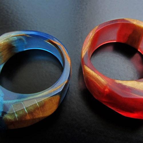 womens ring, resin jewelry,Blue Resin Ring,Red Ring,EpoxyResin,Wood Ring,Handmade Ring,Nature ring,Wooden ring, Wood Jewelry,Gift For Her