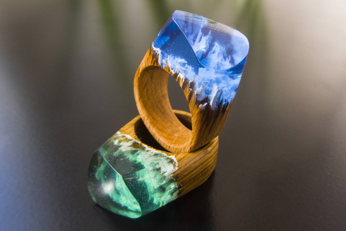 Resin ring Epoxy Resin Wood resin ring Wood ring women Etsy