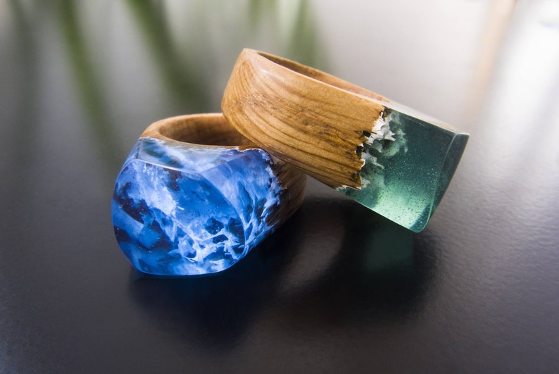 Resin Ring Epoxy Resin Wood Resin Ring Wood Ring Women Etsy