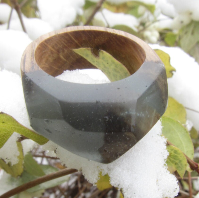 Wood Ring Wooden ring Resin Womens wood ring Epoxy Resin Etsy