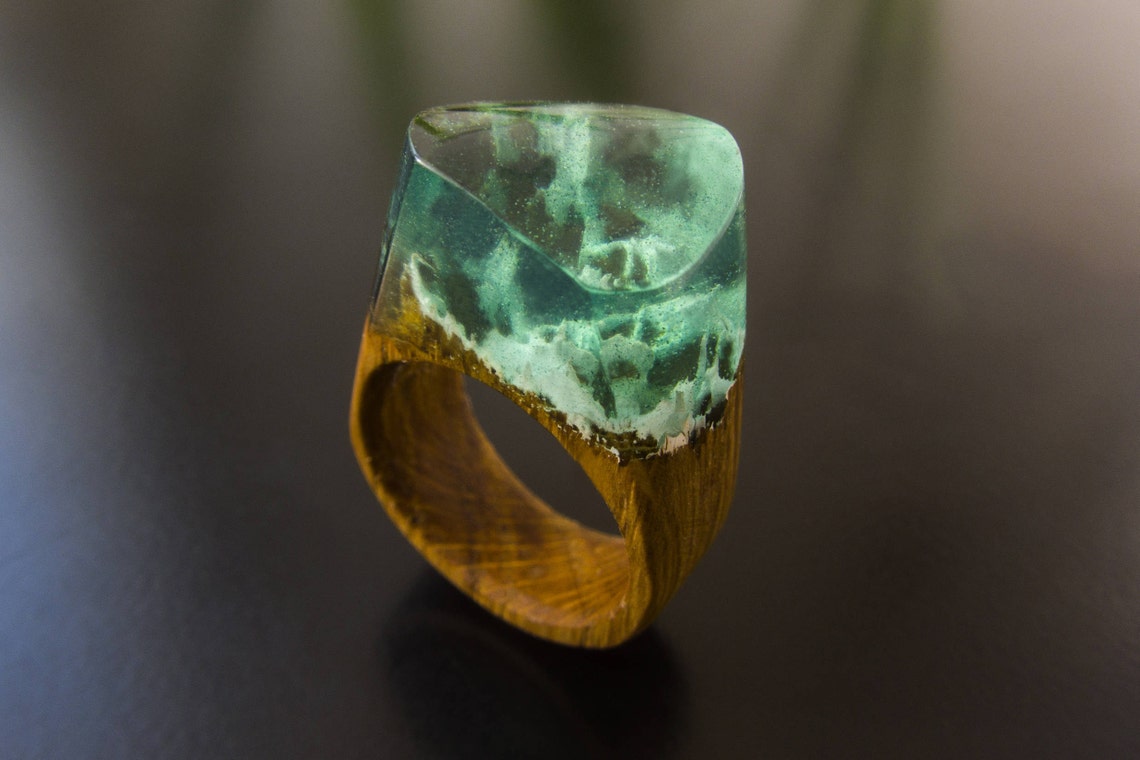 Resin ring Epoxy Resin Wood resin ring Wood ring women Etsy