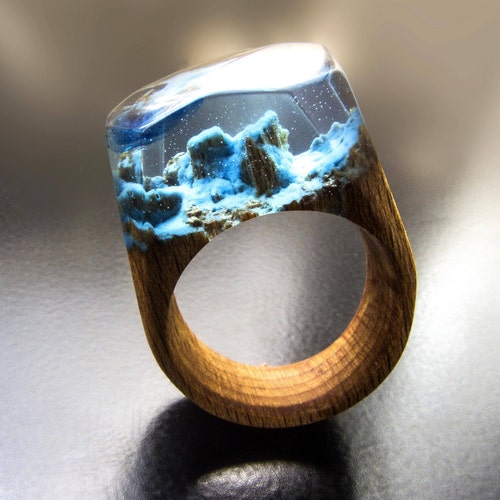 Resin Ring,Wood Ring,resin jewelry,Womens Ring,Resin Ring,Epoxy Resin,Blue,Handmade,Ring,Nature ring,Wooden ring,Wood Jewelry,Gift For Her