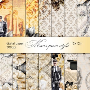 14 Digitales Papier Abschluss Junge Scrapbook Schule männlich Männer Papier Digitale Hintergrundmuster Aquarell Textur Scrapbook Album Karte aktiv