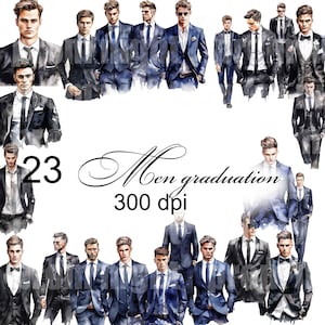 23 PNG digitale Clipart Mann Graduierung Bräutigam Scrapbook Album Karte Aquarell trasparent
