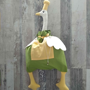 Cute goose plastic bag holder kitchen storage bag Grocery plastic bag kitchen holder organizer cotton doll kitchen green yellow