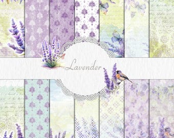 14 A4 Digital Paper Lavender Scrapbook paper Digital Background Pattern Watercolor Texture Scrapbook Album Card Active