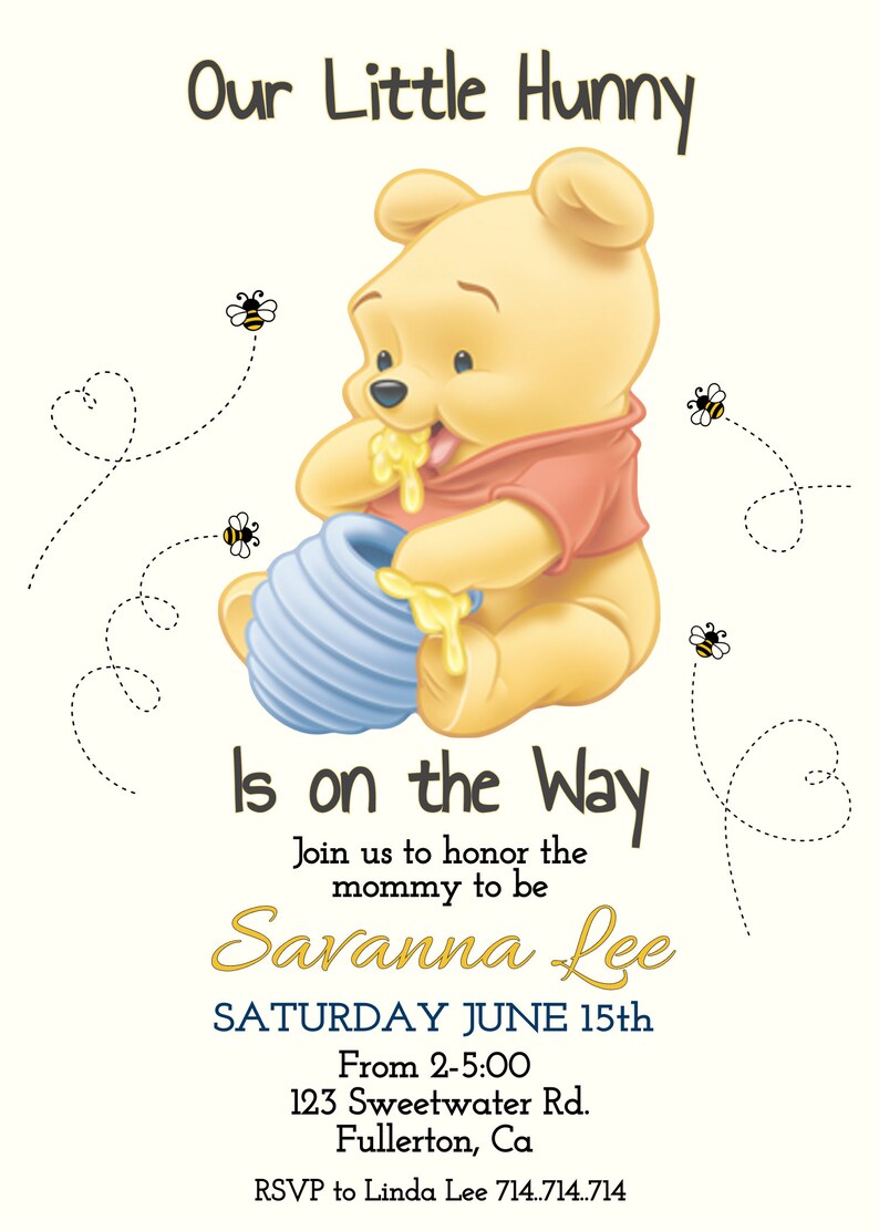 Editable POOH Bear BABY SHOWER Invitation our Little - Etsy
