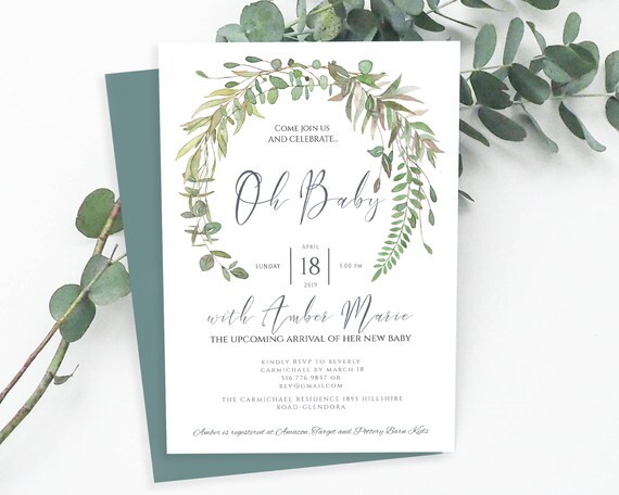 Oh Baby Shower Invitation Template Editable Baby Shower Card Etsy Oh Baby Shower Invitation Template Editable Baby Shower Card Etsy