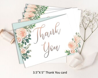Modèle de carte de remerciement floral baby shower (téléchargement numérique)