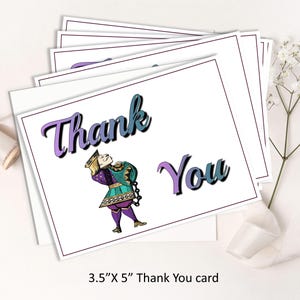 Wonderland THANK YOU card, Alice in Wonderland matching theme Thank You card, baby shower, digital download diy edit print  47(b)B-ty