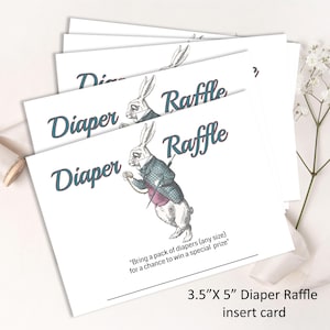 Wonderland DIAPER RAFFLE card, Alice in Wonderland matching theme insert card, baby shower, diy edit print digital download  47(a)B-dr