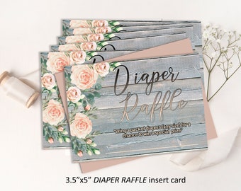 Rustic Floral Diaper Raffle Card, Baby Shower Template (Digital Download)
