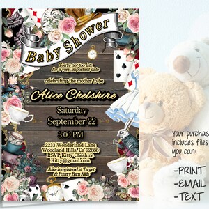Editable Wonderland BABY SHOWER INVITATION, Alice in Wonderland theme Tea Party,digital download, diy edit print instant download  47B-bs(1)