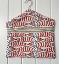 Handmade Hanging Peg Bag: Orange Sardines Fabric Design