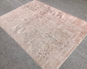 8 3 x11 2 ft oversize distressed rug, Oushak rug, large Oushak rug, vintage Turkish rug, home decor rug, oriental rug, muted Persian rug