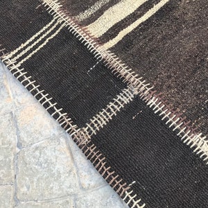 Extra Long Neutral Black Goat hair rug Runner,Brown stair case Rug Runner,Hallway Long Runner,Turkish Runner Home Rug Stair Case, 2.8 x 22.6 image 8