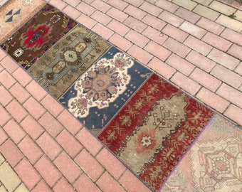 エクストラロングパッチワークラグランナー：ヴィンテージトルコ製廊下