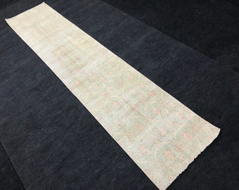 Dywan wełniany Vintage Oushak: 2,1 x 9,9 stopy, turecki dywan etniczny