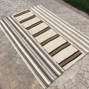 4x7 Stripe Kilim Rug, 145x213 cm , Striped Design Turkish Kilim Rug , Minimalist Kilim Rug, Striped Turkish Rug, Striped Kilim Rug 4.8 x 7.0