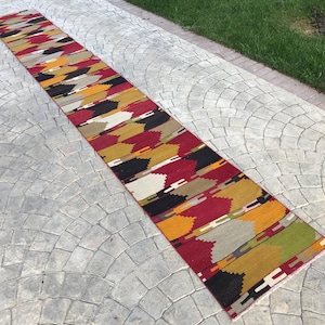 2x16 Treppenhaus, Antiker Türkischer Langer Läufer, Alter Oushak Extra Langer Treppenläufer, 6x42 cm