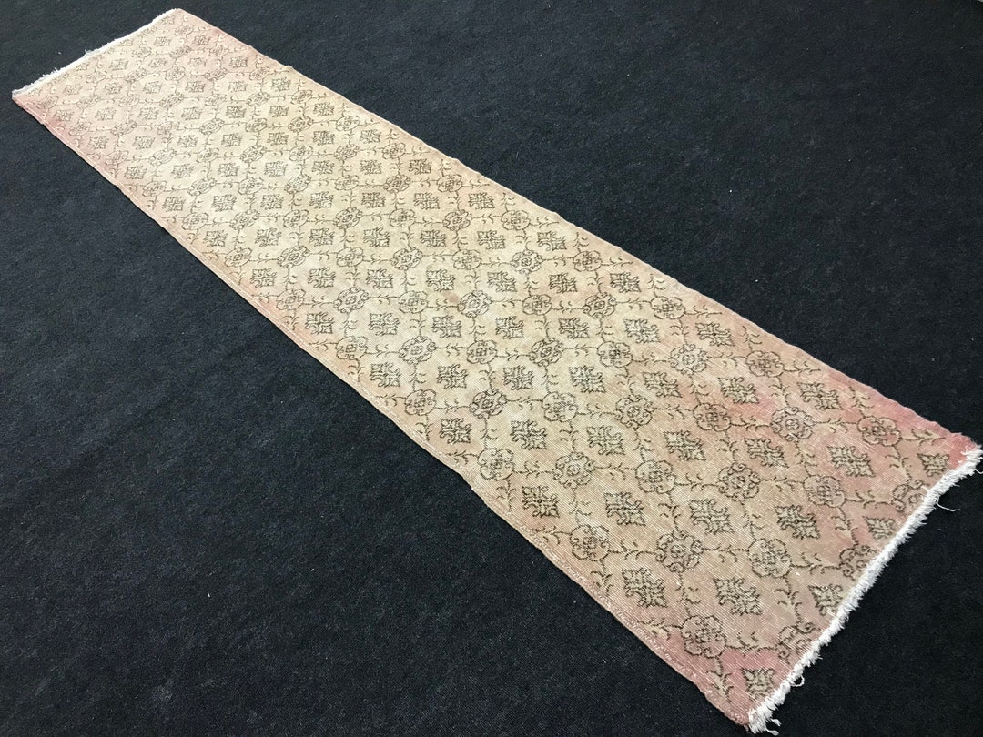 2.7x11.5 ft/ 82x352 cm,pale Pink rug runner, distressed rug runner