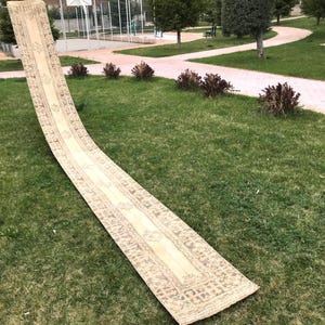 Extra Long Patchwork Stair Runner: Vintage Turkish Oushak Rug (1.8x19.1 ft)