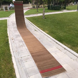 Brown Stair Runner , 2.3 x 22.8 ft / Extra Long Runner Rug Beige, Narrow Oushak Runner, Green Vintage Runner Antique, Hallway Runner Rug