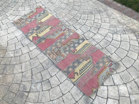 パッチワークトルコランナーラグ：ヴィンテージスモールラグ（2.0 x