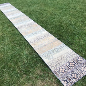 Extra Long Wool Runner Rug: Handmade Muted Staircase Rug (2.6x21.5 ft)