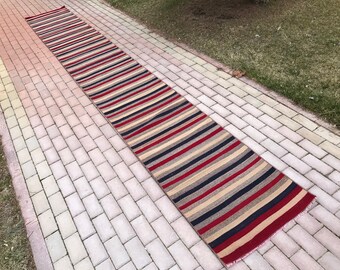 特大サイズのヴィンテージトルコ絨毯ランナー：2.4×17.6フィート