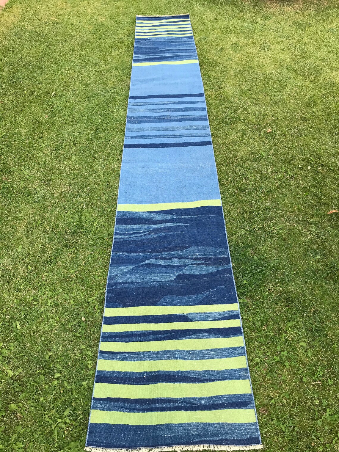 15x2 ft/ Extra Long Runner RugVintage Blue runnerHandmade Etsy