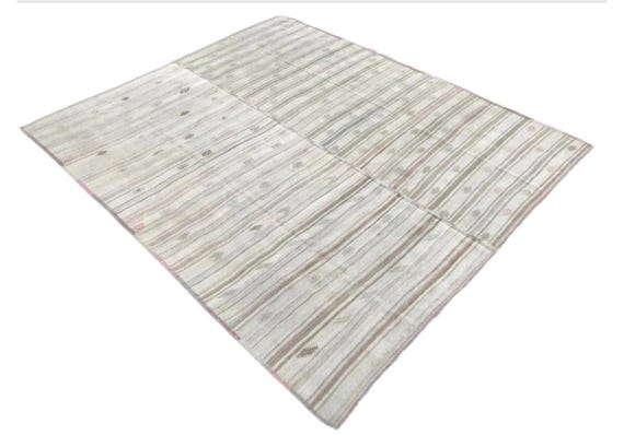 OVERSİZE Oushak Area rug, Minimalist Stripe Desing Antique Turkish Rug, 10x11 ft