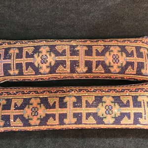 11" x 35" inc / Cuscino lombare coppia persiana Set di due copricuscini, federa tappeto Oushak turco, tappeto Oushak piccolo, tappeto Oushak silenziato, tappeto pallido