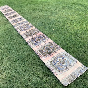 2x21 For Stair Extra Long runner,Vintage Oushak Runner Rug, Vintage Turkish  long Runner Rug, Wool Long Runner Rug,Extra Large Long Runner