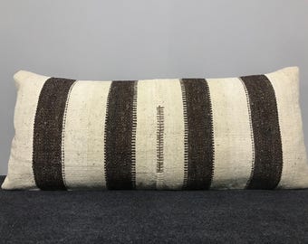 14x32 Neutral wool Vintage rug Pillow Cover, Pillow, Vintage Pillow,Bohemian Pillow, Carpet Pillow Cover , Boho Lumbar Oversize Pillow Cover