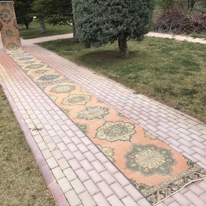 2.5x37.3 feet /Stair Large Size runner, long Oushak Runner Rug,Vintage long Runner Rug, Bohemian Long Runner Rug,Extra Large Long Runner