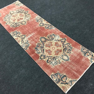 2'5x7'9" ft/ft/Vintage kleine Teppich Läufer, beunruhigt kleine Teppich, Vintage türkischen Teppich, Vintage Oushak blass Teppich Läufer, Vintage Oushak Läufer Teppich