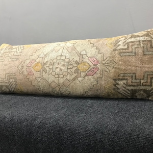 13" x36" pollici/per regalo Tappeto vintage lombare, cuscino doppio, federa per cuscino smorzata regalo di Natale, fodera lombare Oushak turca invecchiata