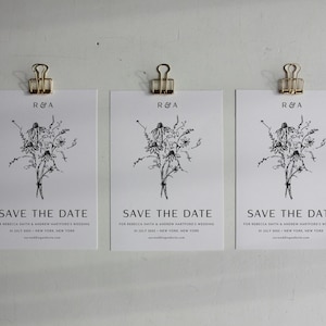 Wildblumenstrauß Save The Date | Canva Vorlage | 5x7" Printable Design | Handgezeichnetes Blumen Motiv mit einfachen modernen Schriften
